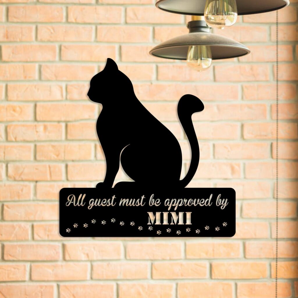 Personalized Address Metal Cat Sign