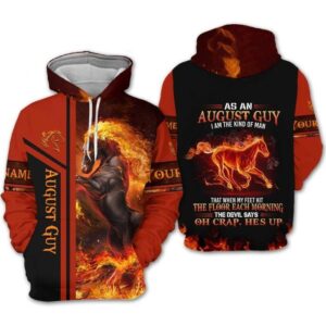 Custom Personalized Birthday August Guy Horse Hoodie