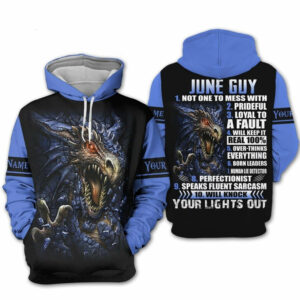 Custom Personalized Birthday June Guy Dragon Hoodie