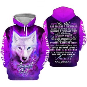 Custom Personalized Birthday August Girl Wolf Hoodie