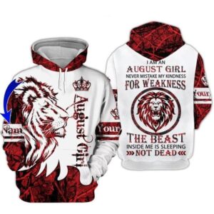 Custom Personalized Birthday August Girl Lion Hoodie