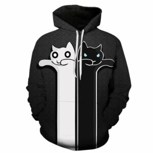 Stylish 3D Two Zombie Cats Printed Hoodie