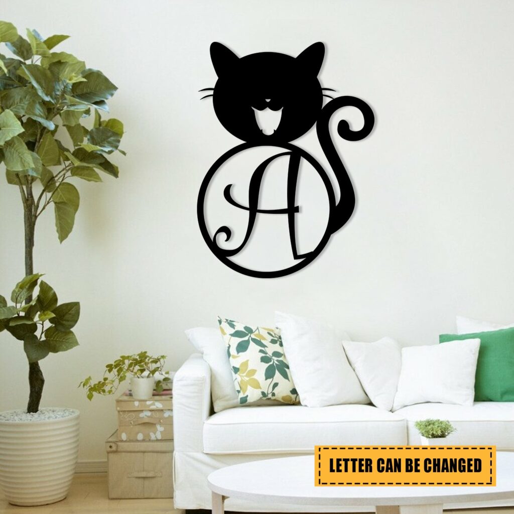 Personalized Name Smiling Cat Metal Sign