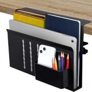 CARLA HOME Under Desk Side Laptop Holder Storage with No Drill Cable Management Tray and Pen Storage for Office and Home